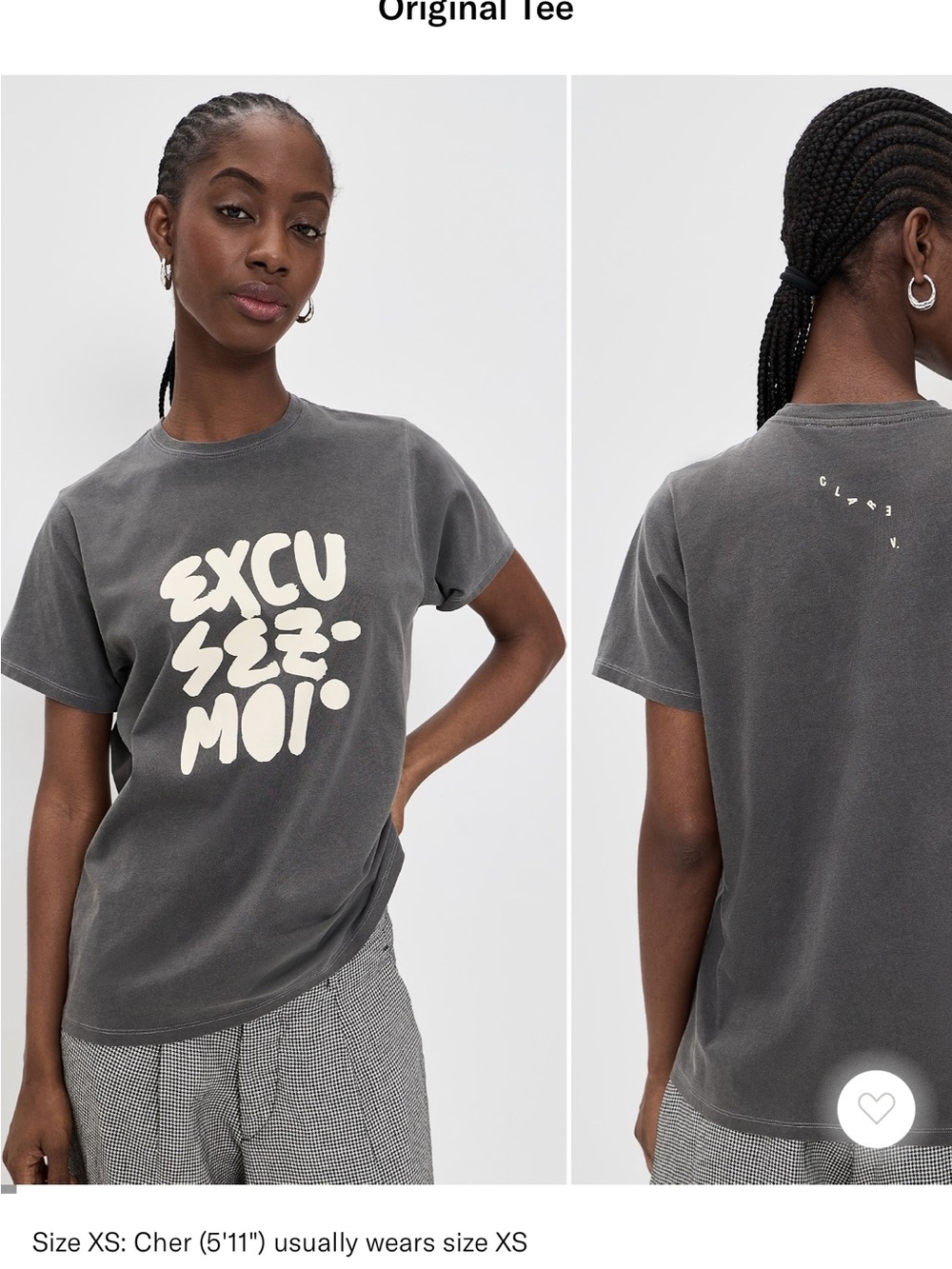 Clare V Washed Black Tee with Cream 'Excusez-Moi' Graphic - Picture 5 of 5